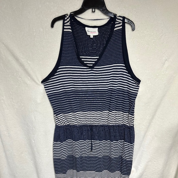 Two by Vince Camuto Women's Dress 3X Blue/White Striped Sleeveless Maxi Sheath - Picture 3 of 9